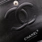 CHANEL Caviar Skin Classic W-Flap Shoulder Bag, Leather, Black, Silver Hardware