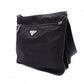 PRADA Shoulder Bag, Nylon, Black, Crossbody, Triangle Logo, Silver Hardware