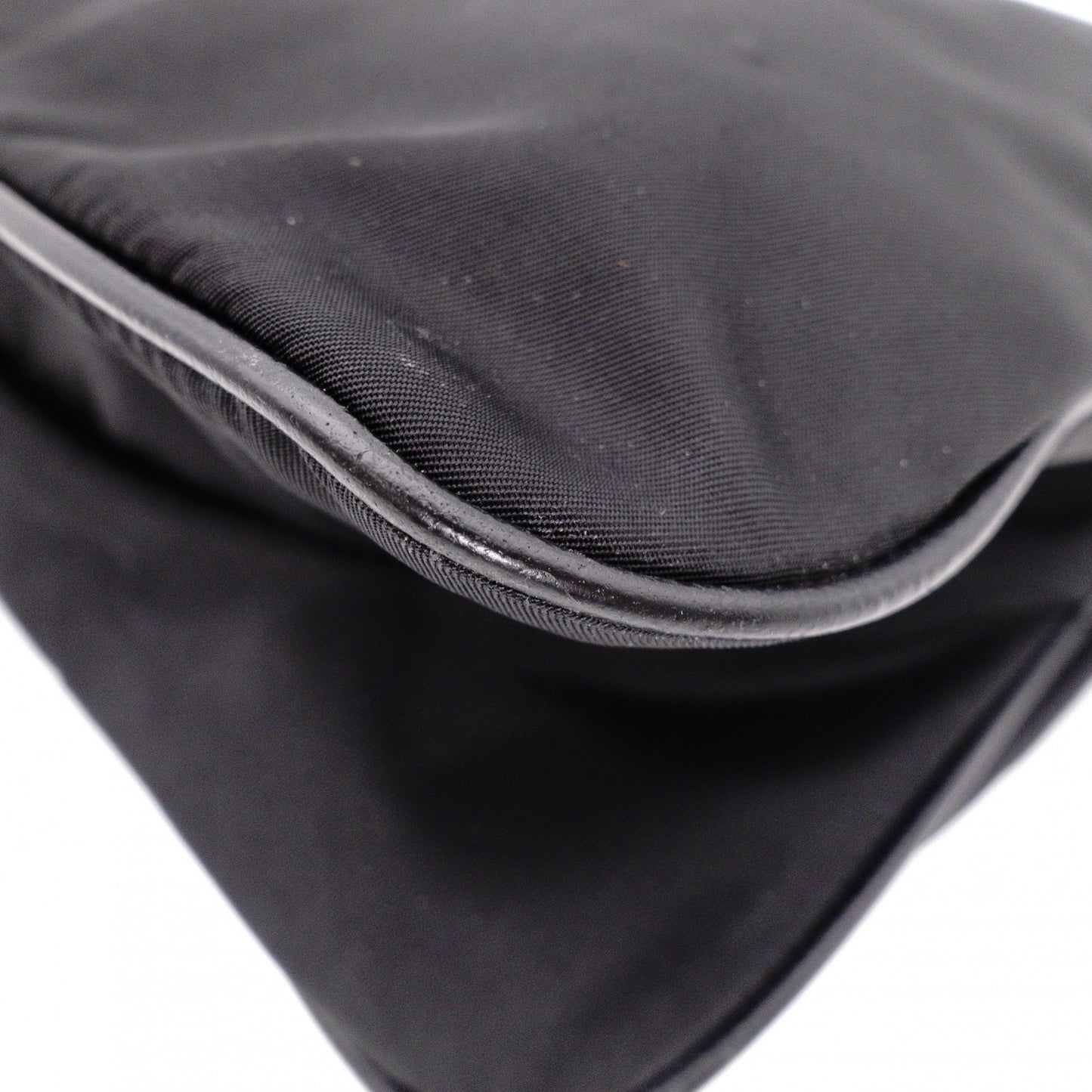 PRADA Shoulder Bag, Nylon, Black, Crossbody, Triangle Logo, Silver Hardware