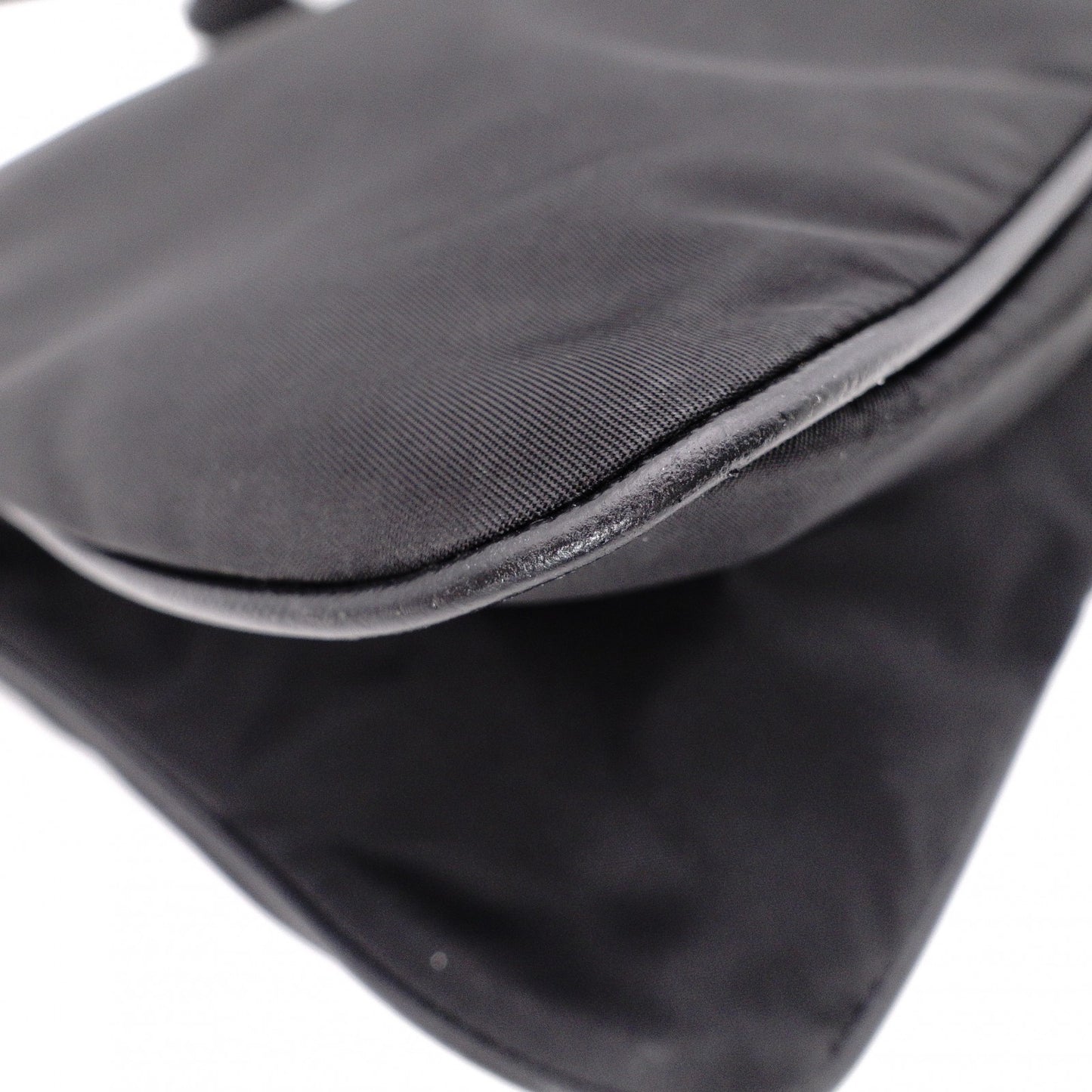 PRADA Shoulder Bag, Nylon, Black, Crossbody, Triangle Logo, Silver Hardware