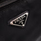 PRADA Shoulder Bag, Nylon, Black, Crossbody, Triangle Logo, Silver Hardware