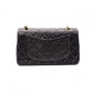 CHANEL Lambskin Classic W-Flap Shoulder Bag, Leather, Black, Gold Hardware