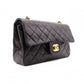 CHANEL Lambskin Classic W-Flap Shoulder Bag, Leather, Black, Gold Hardware