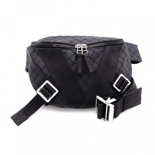 BOTTEGAVENETA Intrecciato Shoulder Bag, Rubber, Black, Men's Body Bag