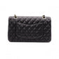 CHANEL Caviar Skin Classic W-Flap Shoulder Bag, Leather, Black, Gold Hardware