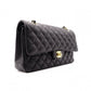 CHANEL Caviar Skin Classic W-Flap Shoulder Bag, Leather, Black, Gold Hardware