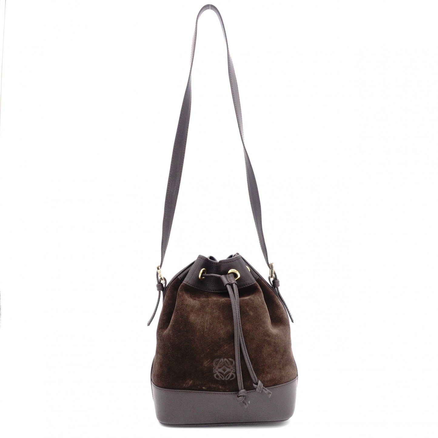 LOEWE Anagram Shoulder Bag, Brown Suede Leather, Crossbody, Vintage