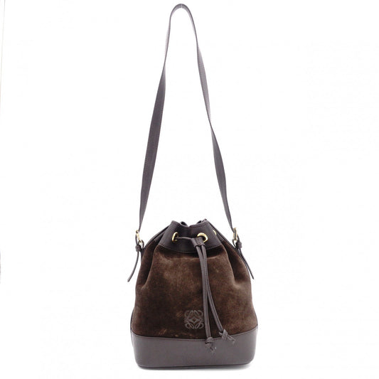 LOEWE Anagram Shoulder Bag, Brown Suede Leather, Crossbody, Vintage