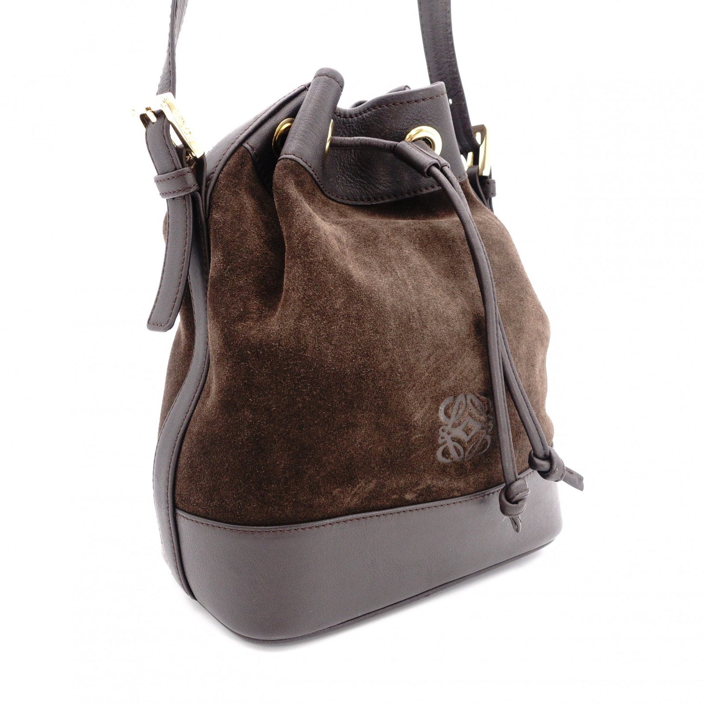 LOEWE Anagram Shoulder Bag, Brown Suede Leather, Crossbody, Vintage