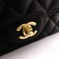 CHANEL Caviar Skin Classic W-Flap Shoulder Bag, Leather, Black, Gold Hardware
