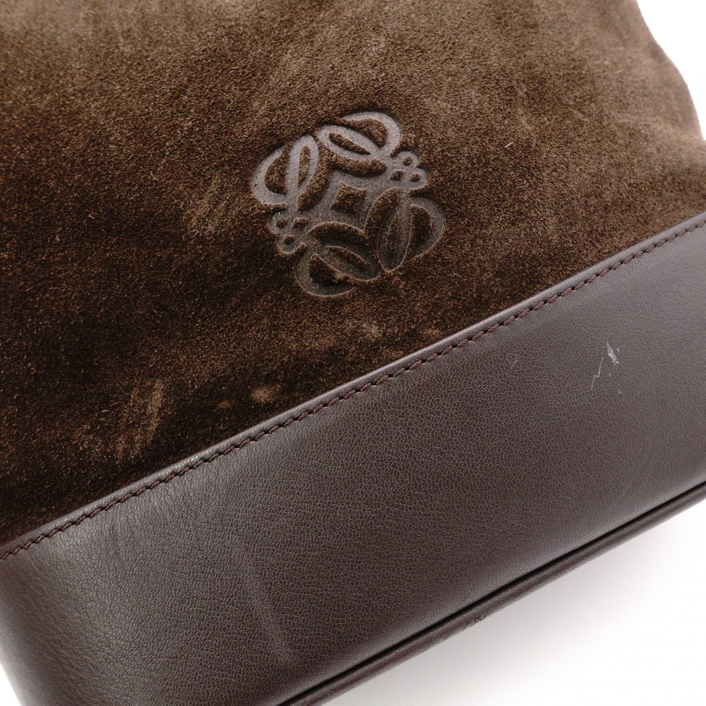 LOEWE Anagram Shoulder Bag, Brown Suede Leather, Crossbody, Vintage