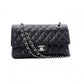 CHANEL Caviar Skin Classic W-Flap Shoulder Bag, Leather, Black, Silver Hardware