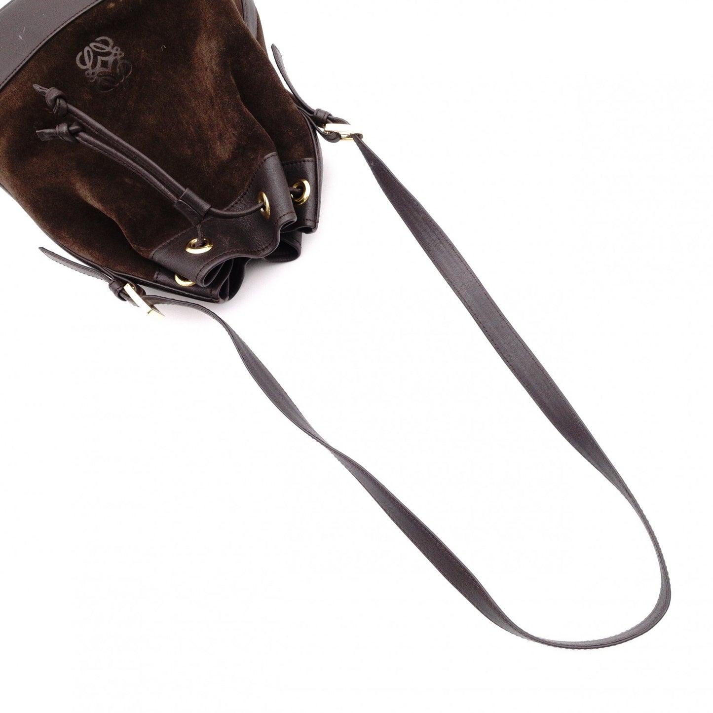 LOEWE Anagram Shoulder Bag, Brown Suede Leather, Crossbody, Vintage