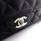 CHANEL Caviar Skin Classic W-Flap Shoulder Bag, Leather, Black, Silver Hardware