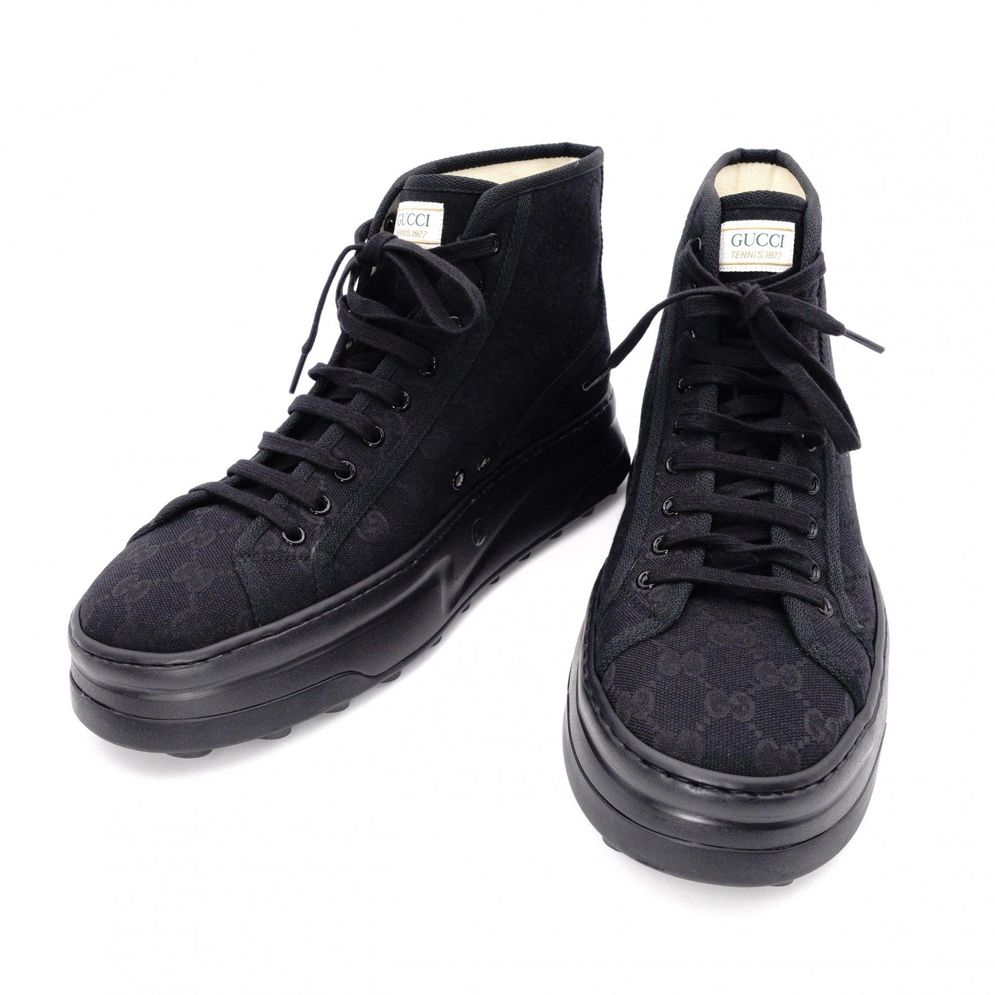 Unused GUCCI Sneakers, Canvas, Black, Men's, US 11.5 (approx. 29–29.5 cm), Black GG Logo