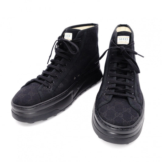 Unused GUCCI Sneakers, Canvas, Black, Men's, US 11.5 (approx. 29–29.5 cm), Black GG Logo