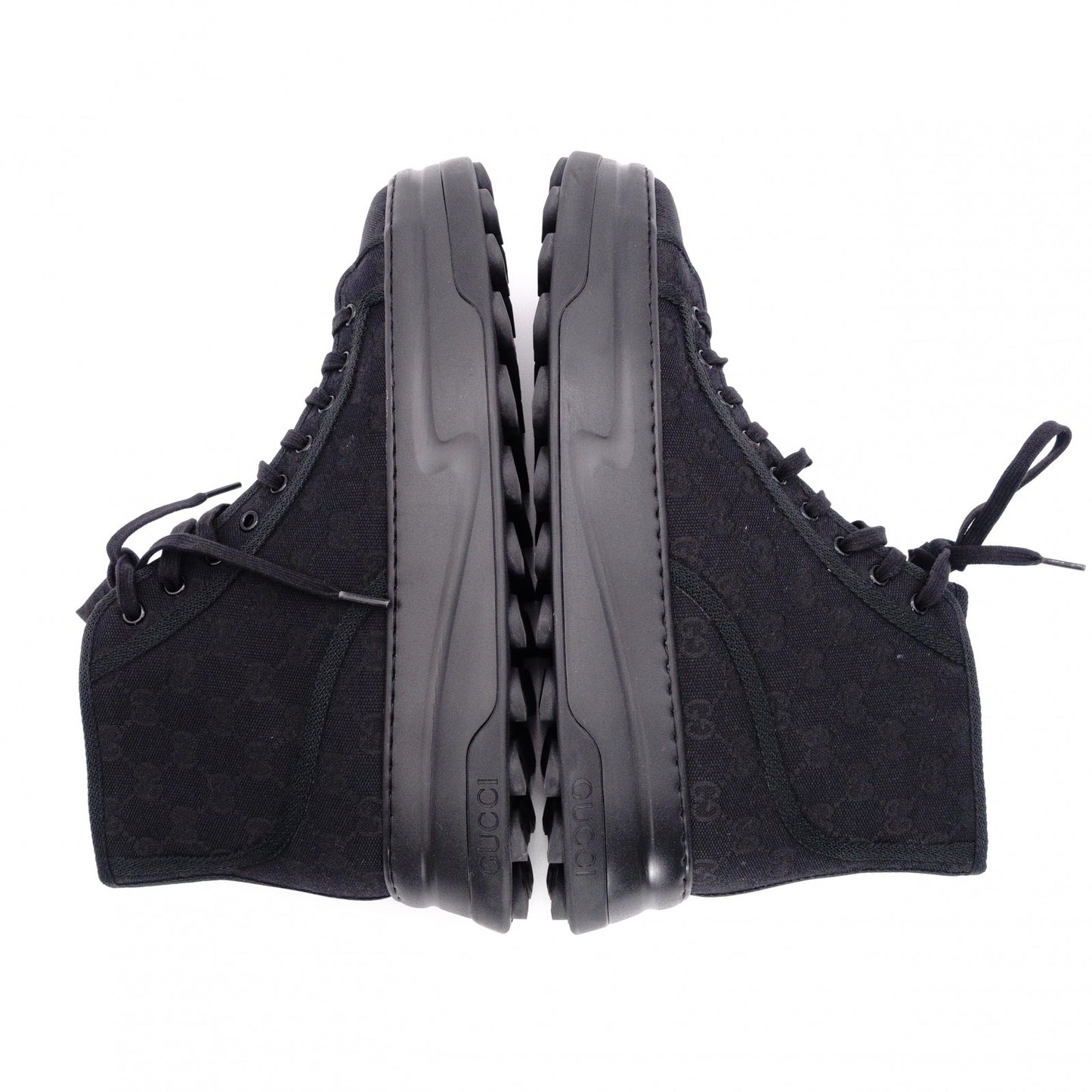 Unused GUCCI Sneakers, Canvas, Black, Men's, US 11.5 (approx. 29–29.5 cm), Black GG Logo