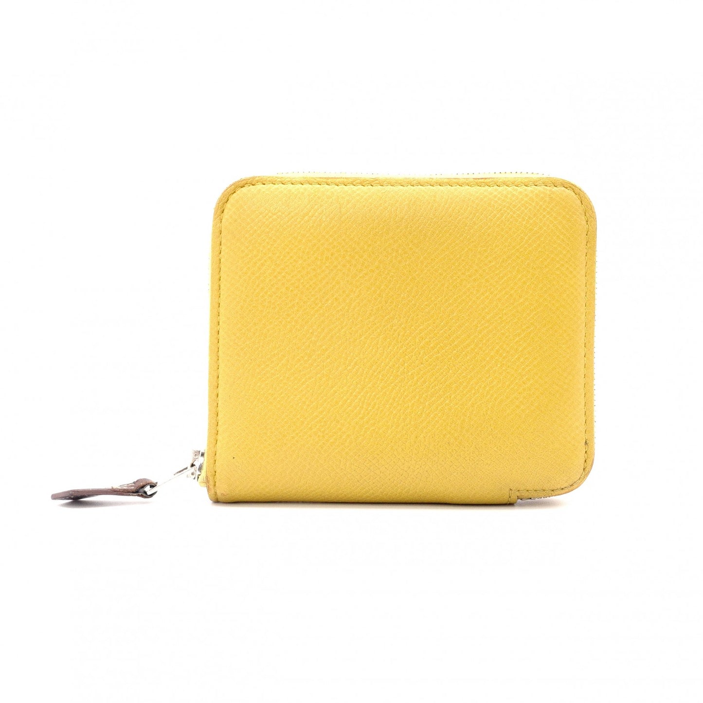 HERMES Azap Silk-in Compact Coin Case Yellow, Silver Hardware