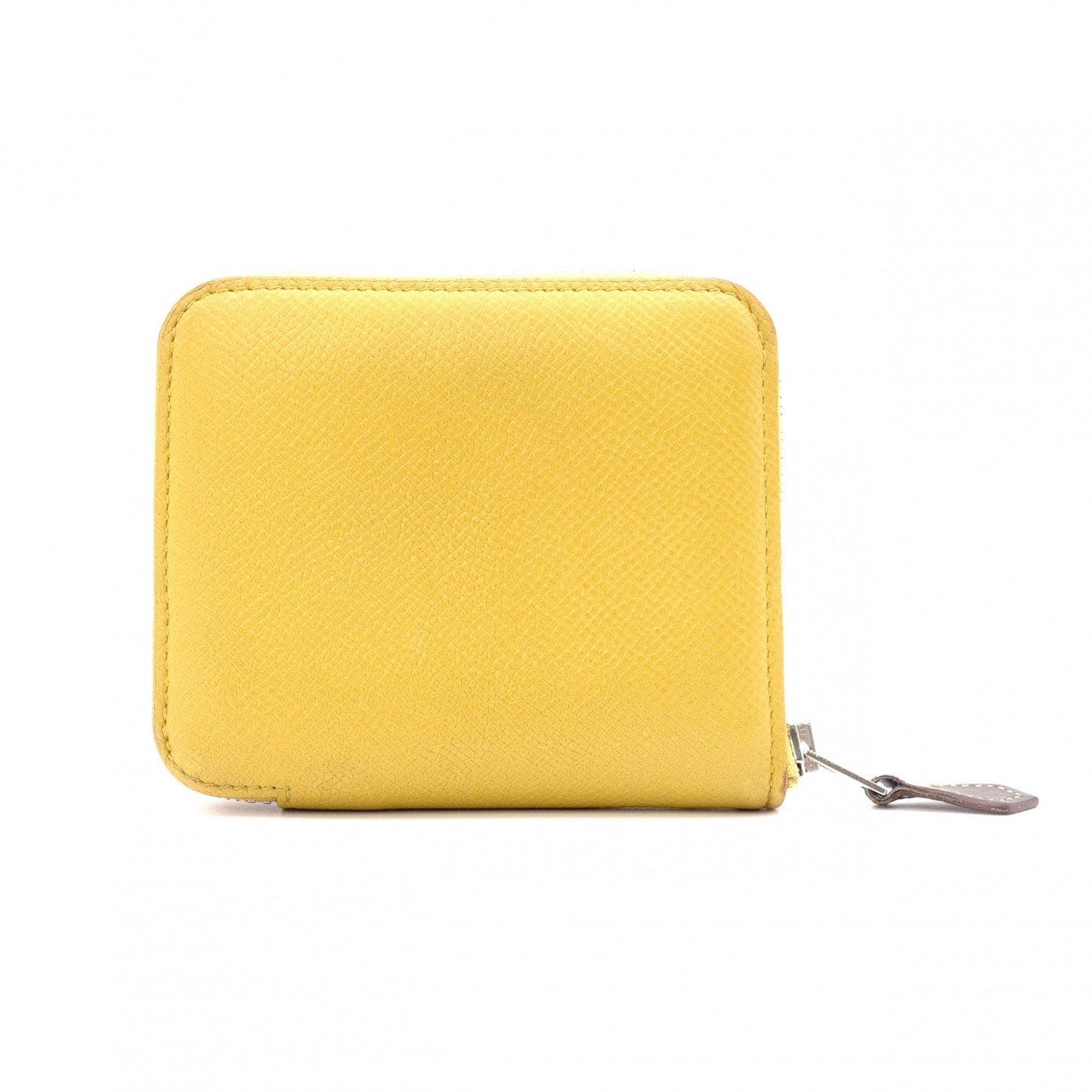 HERMES Azap Silk-in Compact Coin Case Yellow, Silver Hardware