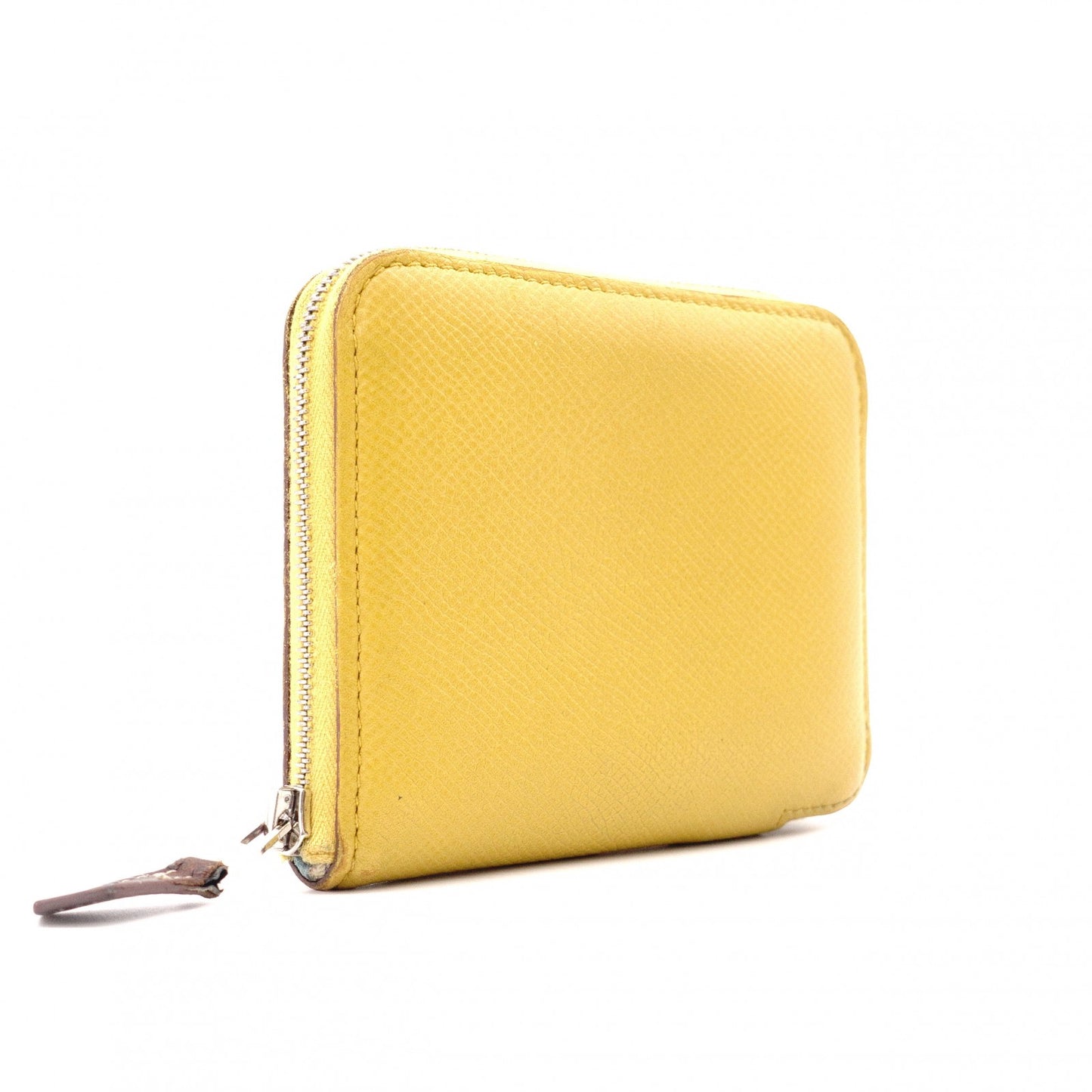 HERMES Azap Silk-in Compact Coin Case Yellow, Silver Hardware