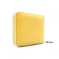 HERMES Azap Silk-in Compact Coin Case Yellow, Silver Hardware