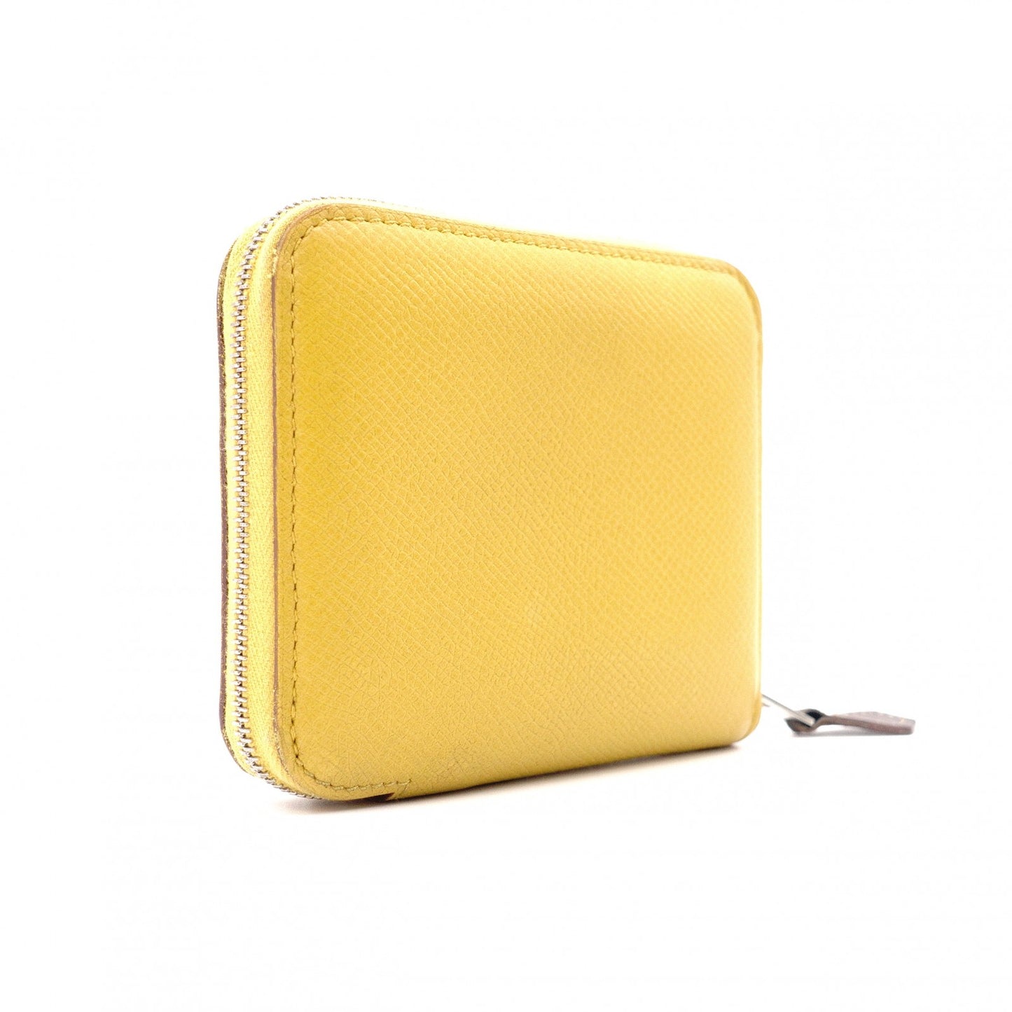 HERMES Azap Silk-in Compact Coin Case Yellow, Silver Hardware