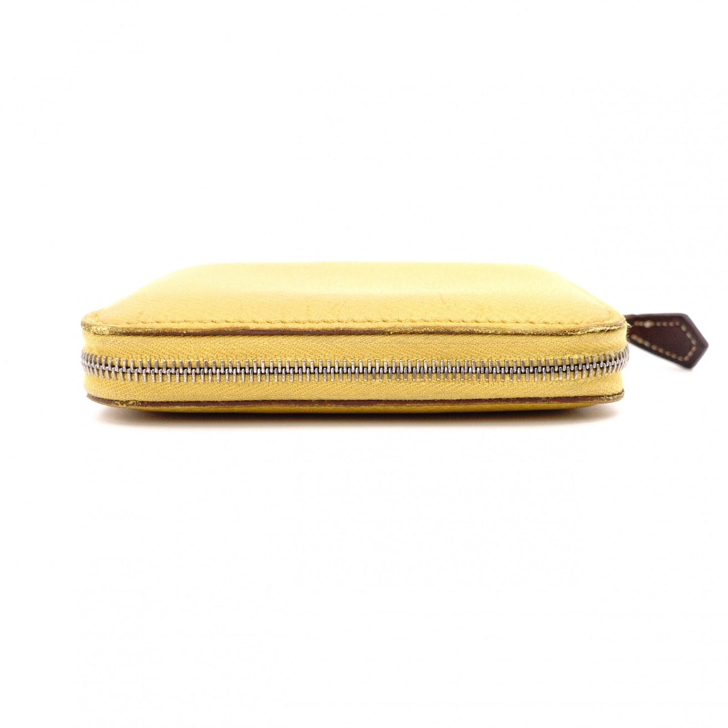 HERMES Azap Silk-in Compact Coin Case Yellow, Silver Hardware