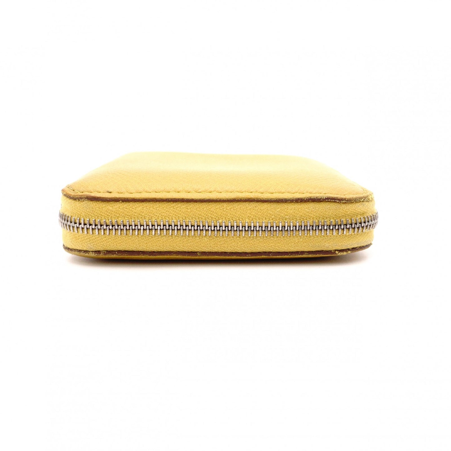 HERMES Azap Silk-in Compact Coin Case Yellow, Silver Hardware