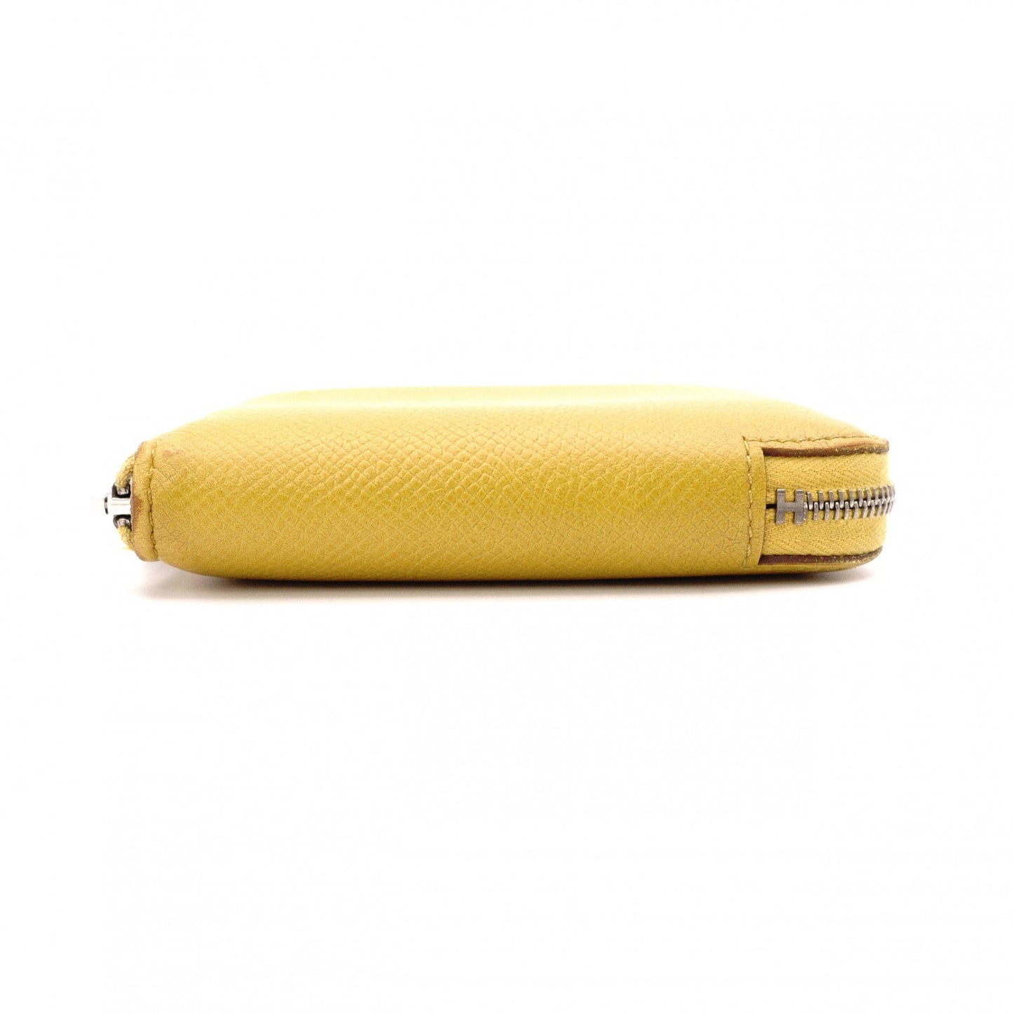 HERMES Azap Silk-in Compact Coin Case Yellow, Silver Hardware