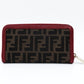 FENDI Zucca Zippy Wallet Long Wallet Brown × Red Canvas Leather Wallet with Box 7-12-234