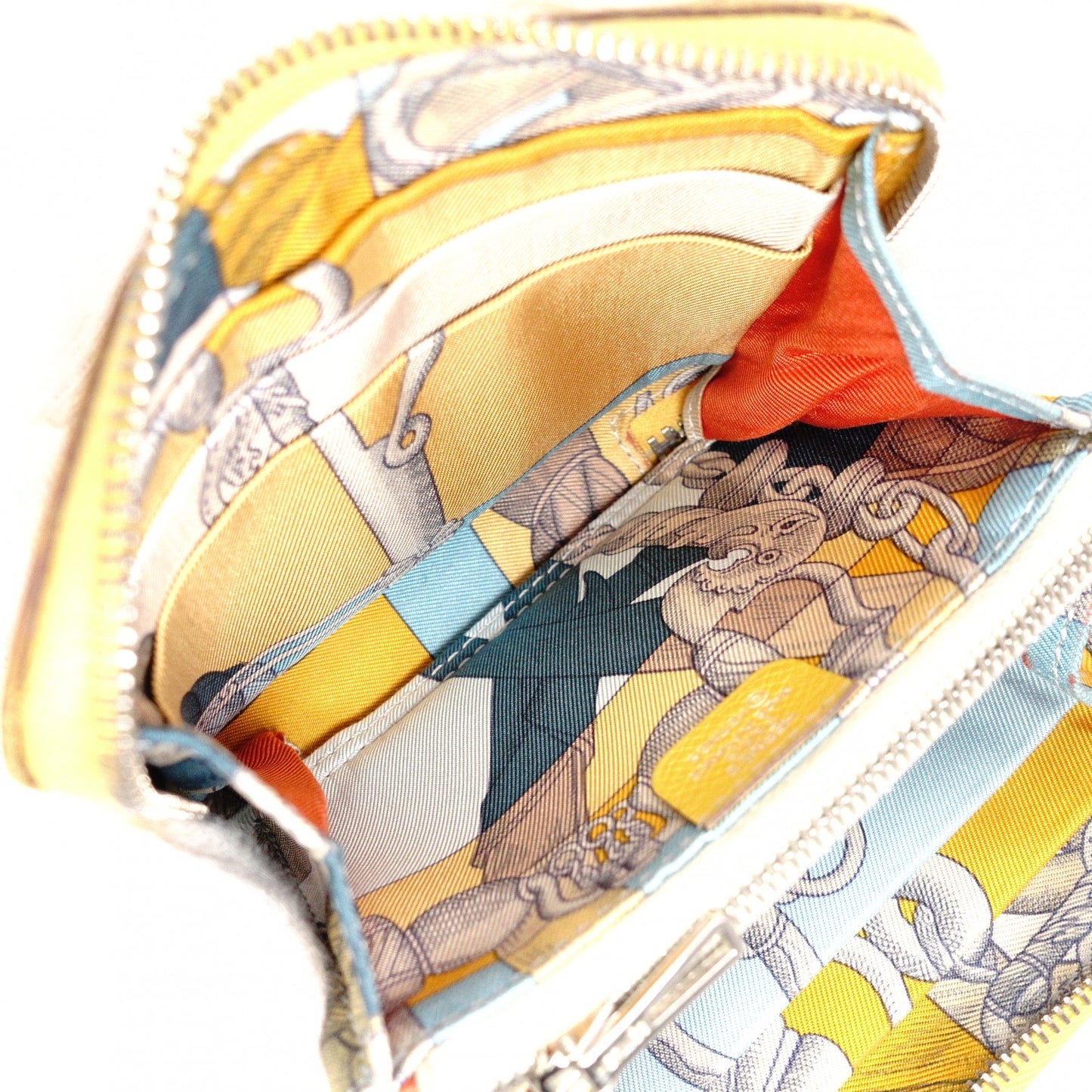 HERMES Azap Silk-in Compact Coin Case Yellow, Silver Hardware