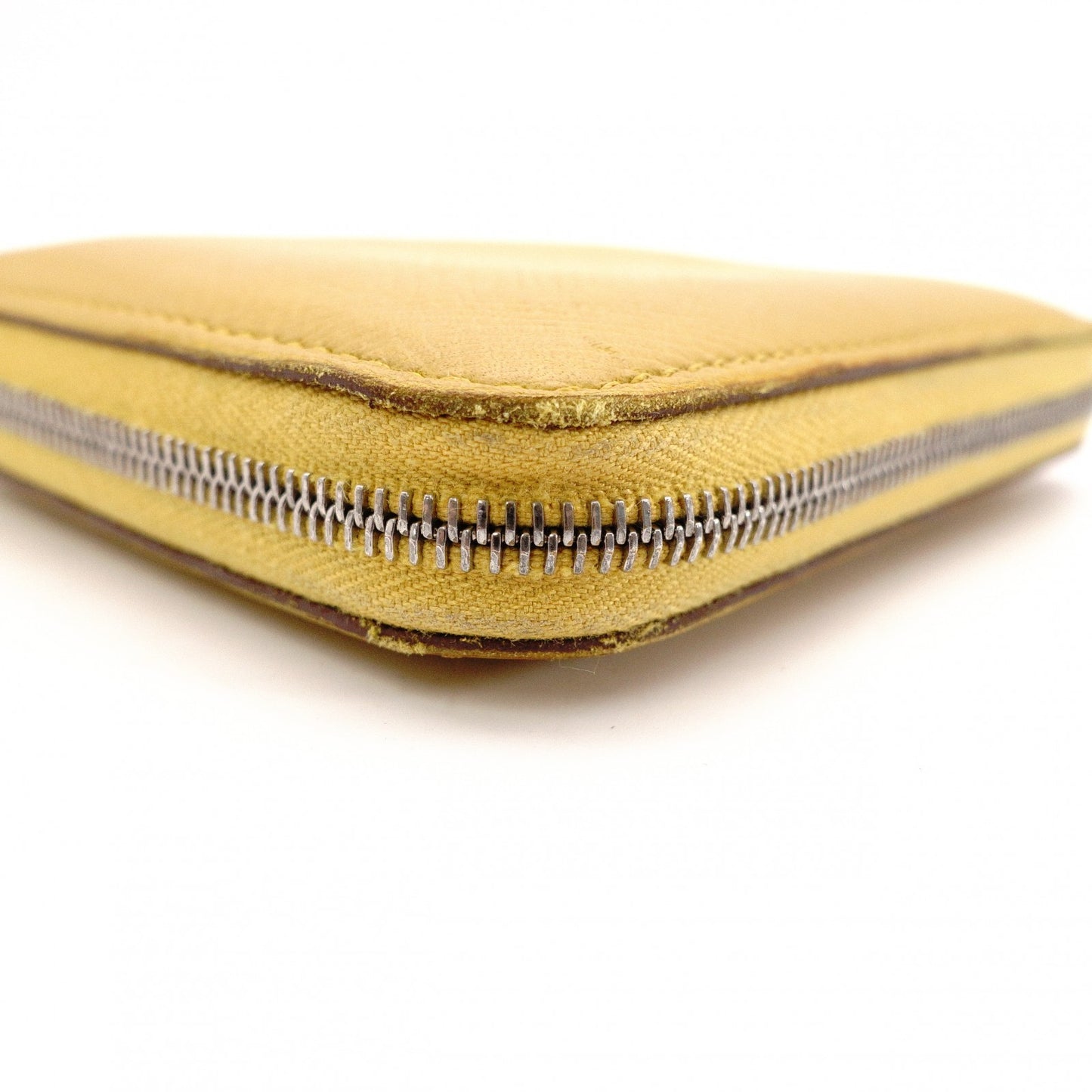 HERMES Azap Silk-in Compact Coin Case Yellow, Silver Hardware