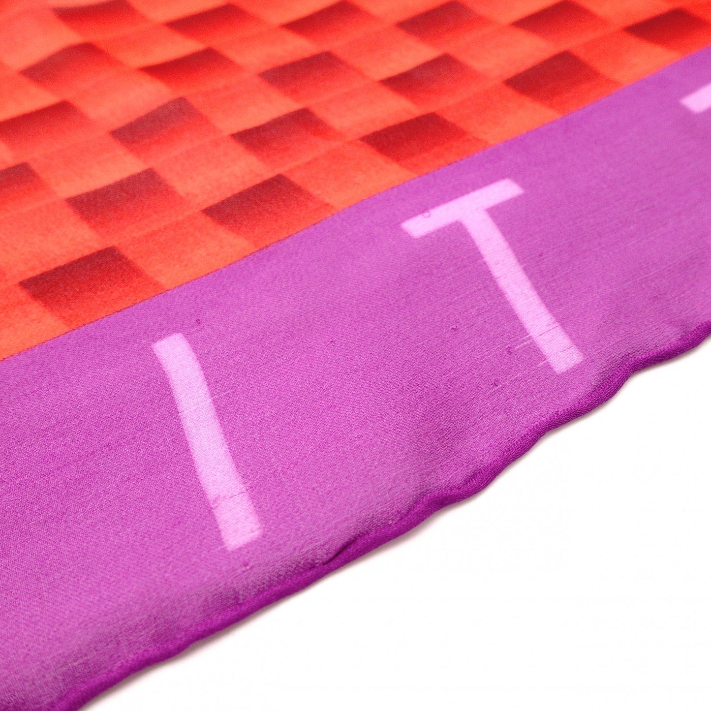 LOUIS VUITTON Damier Scarf, Silk, Red/Purple, 90x90, Women's