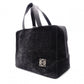 LOEWE Amasona Handbag, Suede Leather, Black Tote Bag with Silver Hardware