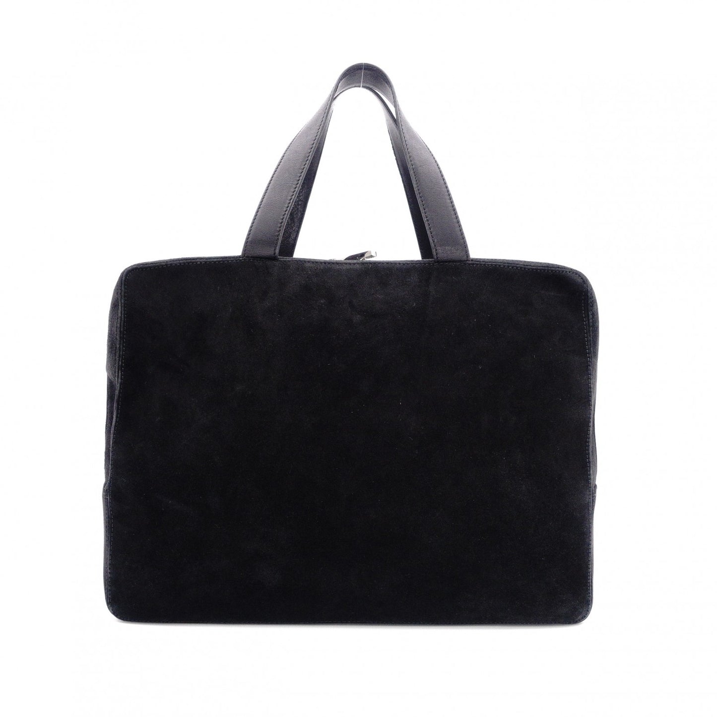 LOEWE Amasona Handbag, Suede Leather, Black Tote Bag with Silver Hardware