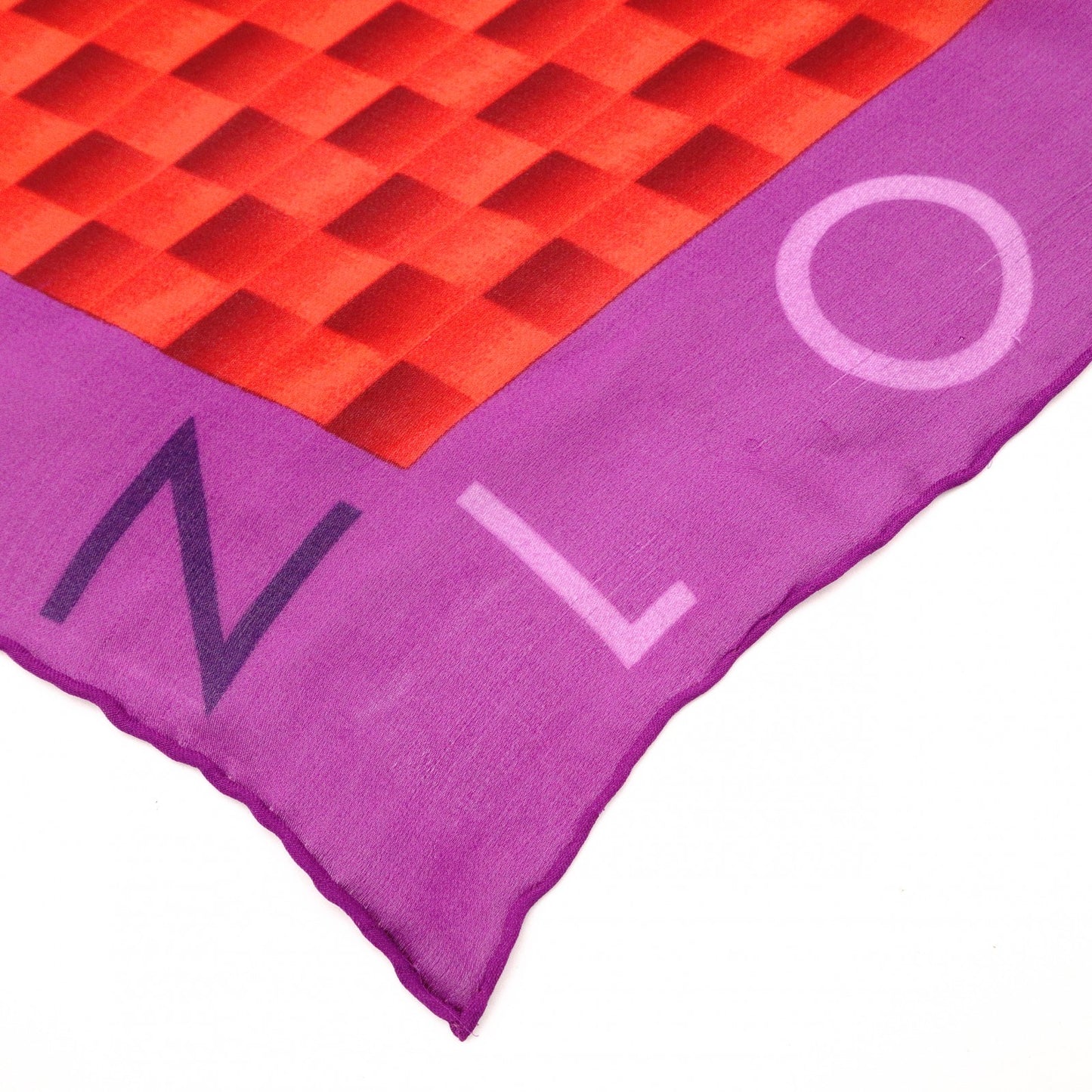 LOUIS VUITTON Damier Scarf, Silk, Red/Purple, 90x90, Women's