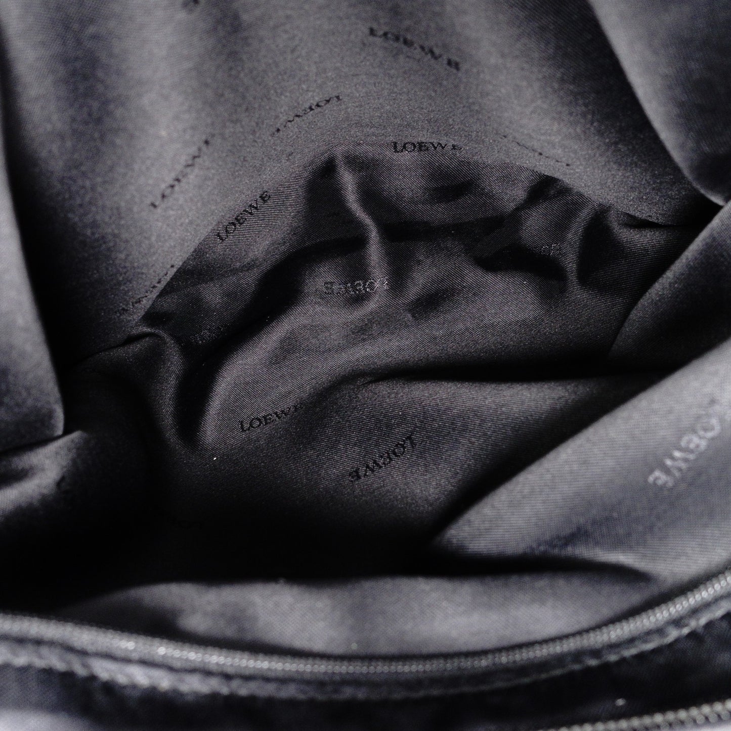 LOEWE Amasona Handbag, Suede Leather, Black Tote Bag with Silver Hardware