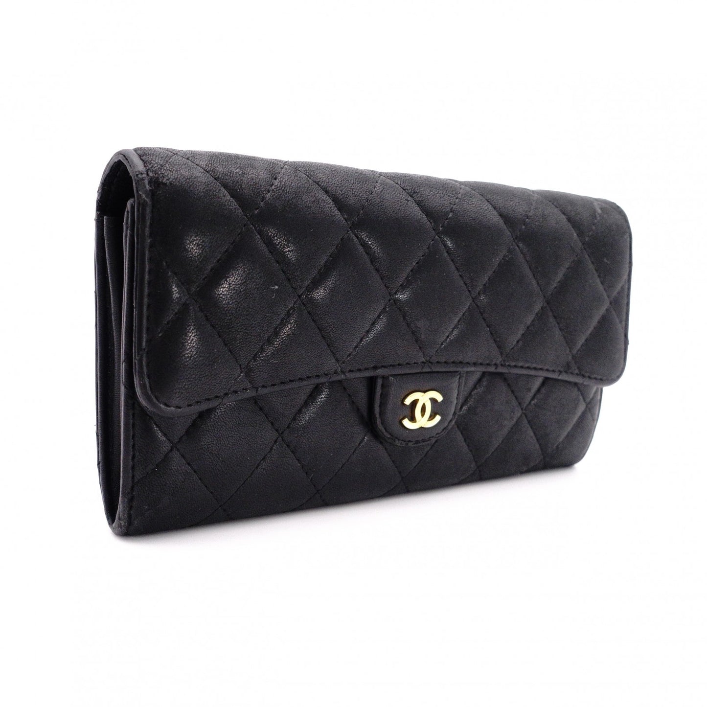 CHANEL Lambskin Matelassé Long Wallet, Leather Wallet with Gold Hardware