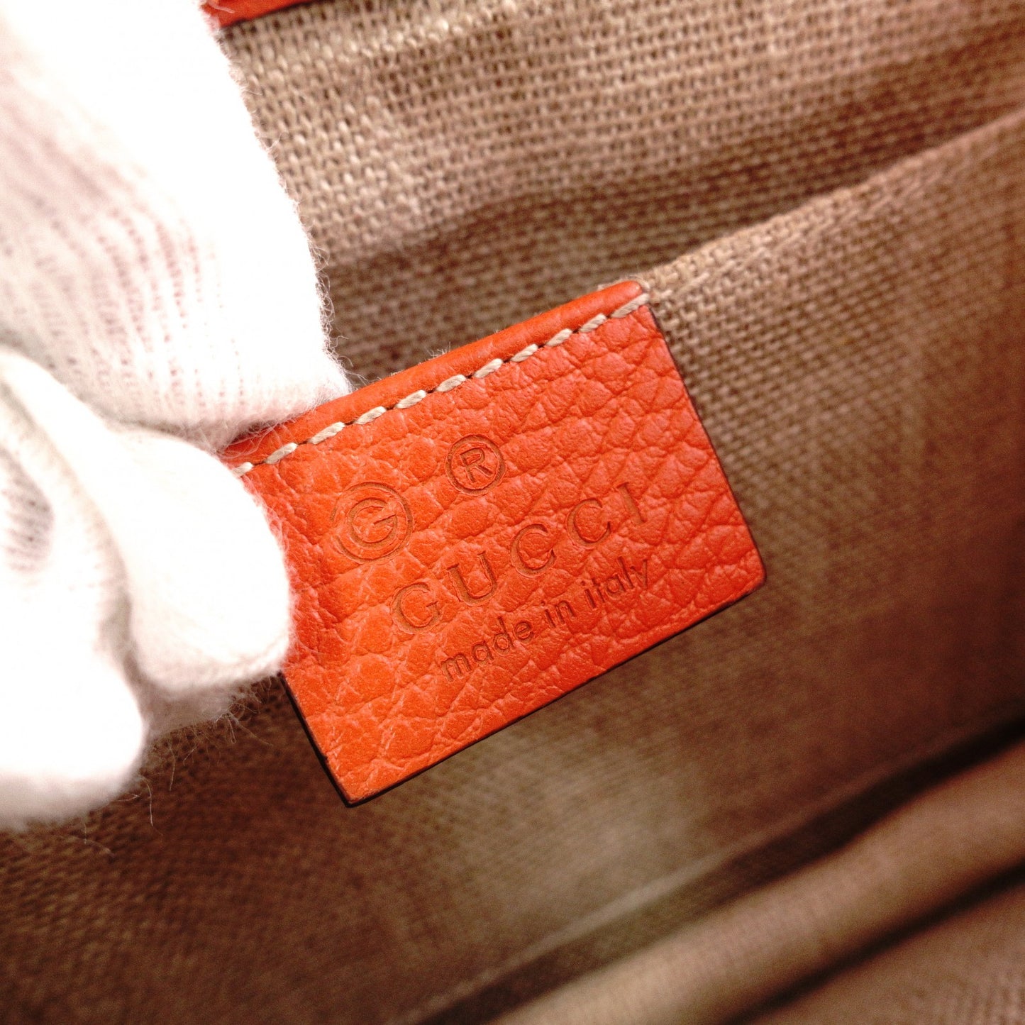 GUCCI Interlocking Shoulder Bag, Leather, Orange, Gold Hardware Women