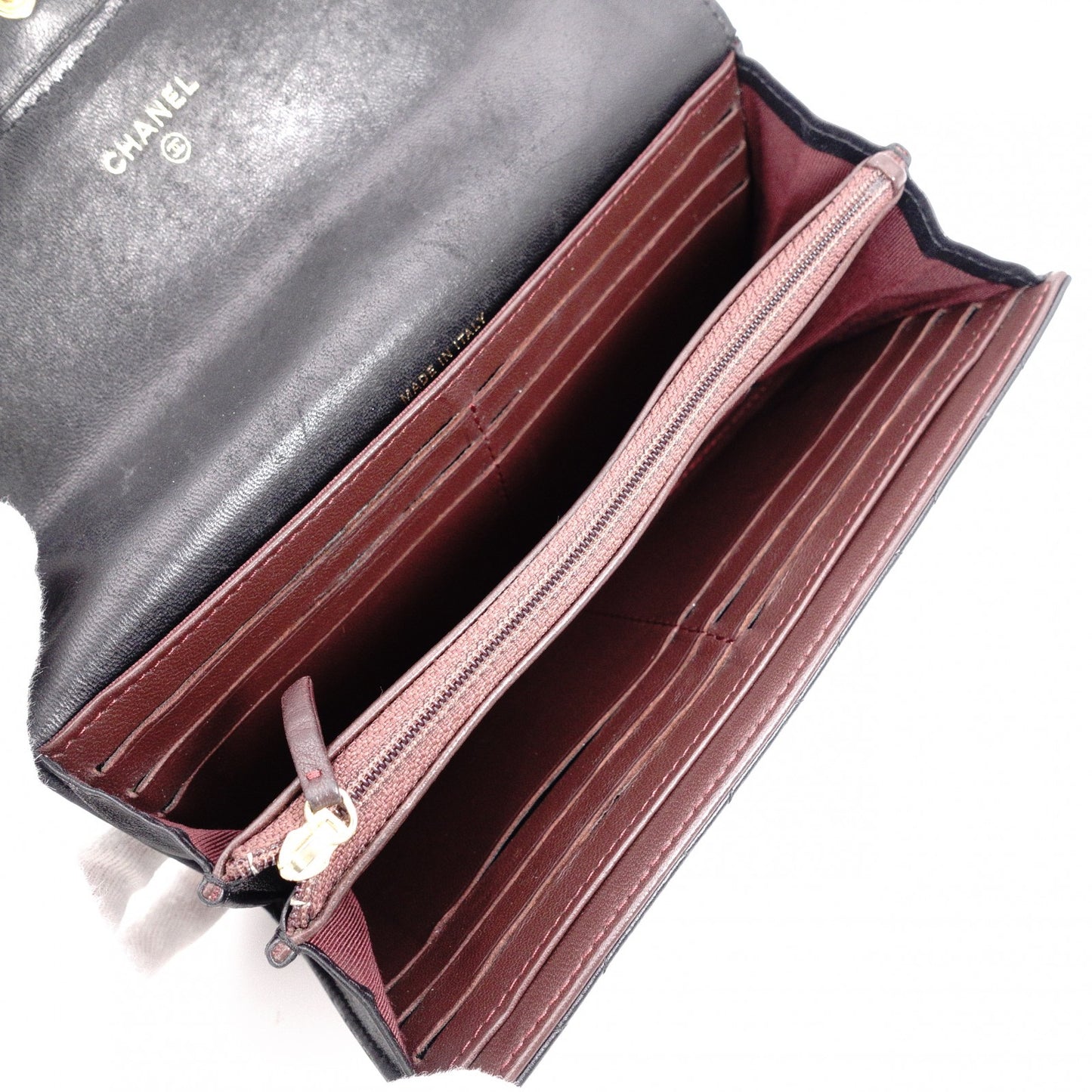 CHANEL Lambskin Matelassé Long Wallet, Leather Wallet with Gold Hardware