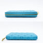 LOUIS VUITTON Embossed Zippy Wallet Turquoise Blue Leather Long Wallet Gold Hardware 7-12-451