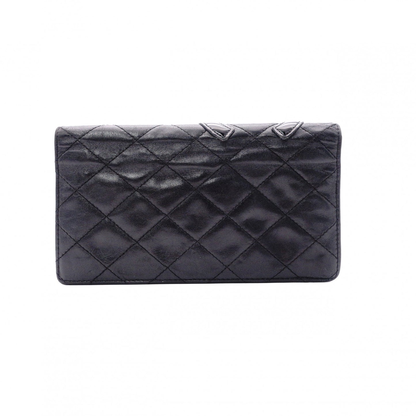 CHANEL Lambskin Cambon Line Long Wallet, Leather, Pink, CC Logo