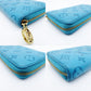 LOUIS VUITTON Embossed Zippy Wallet Turquoise Blue Leather Long Wallet Gold Hardware 7-12-451