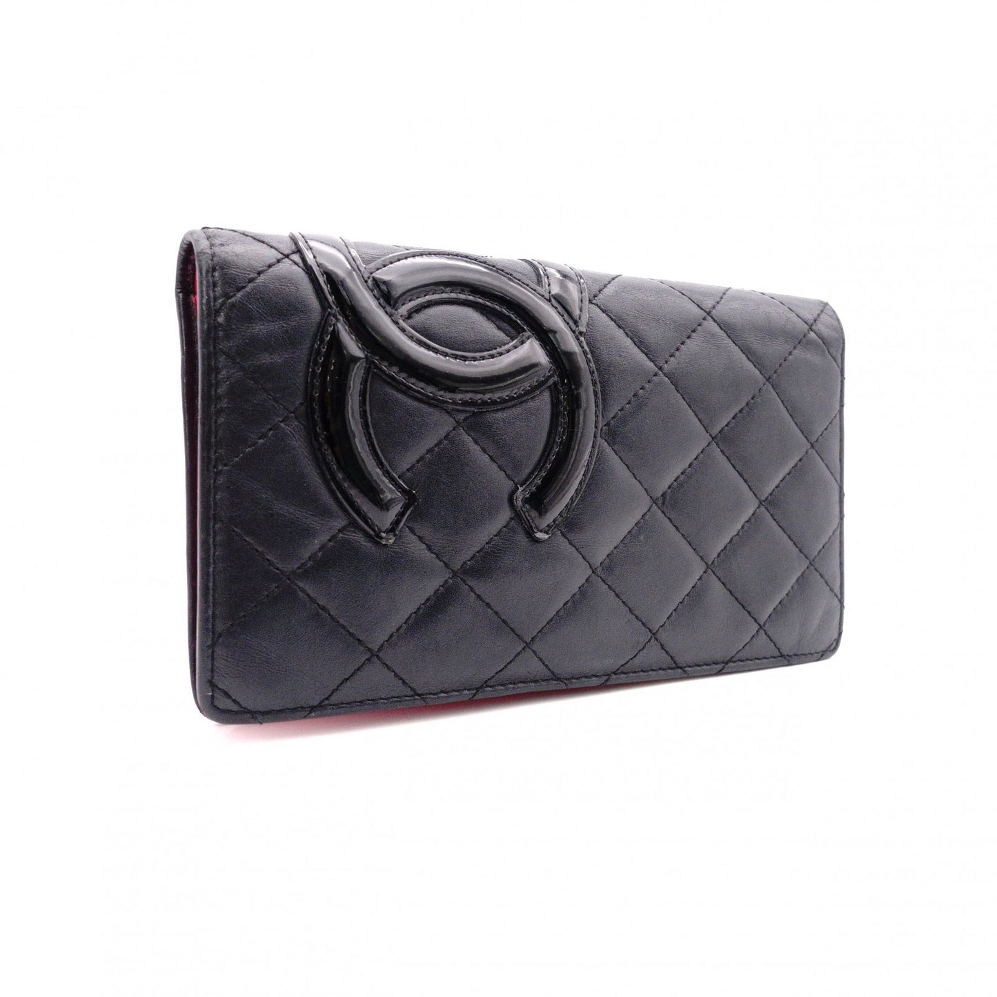 CHANEL Lambskin Cambon Line Long Wallet, Leather, Pink, CC Logo