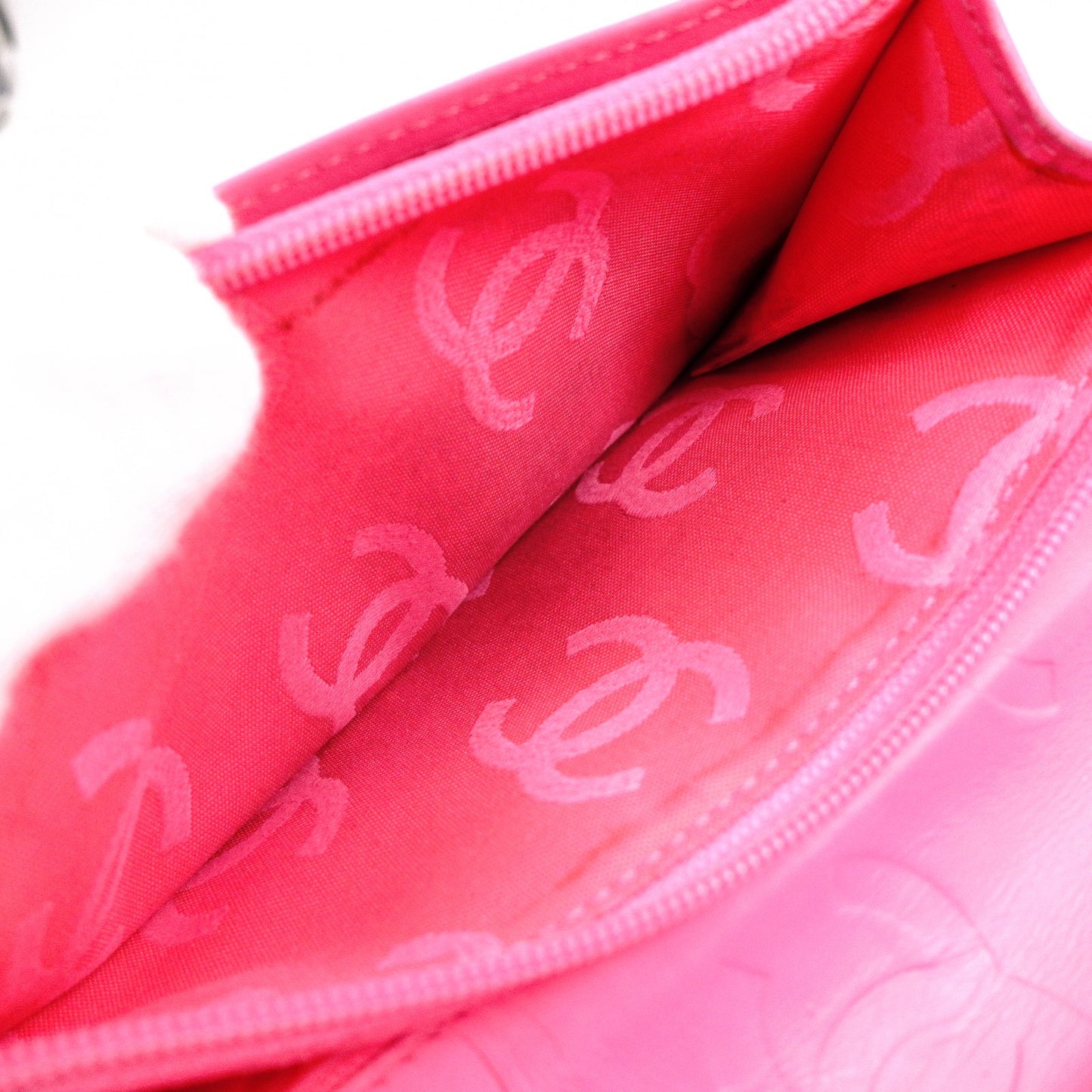 CHANEL Lambskin Cambon Line Long Wallet, Leather, Pink, CC Logo