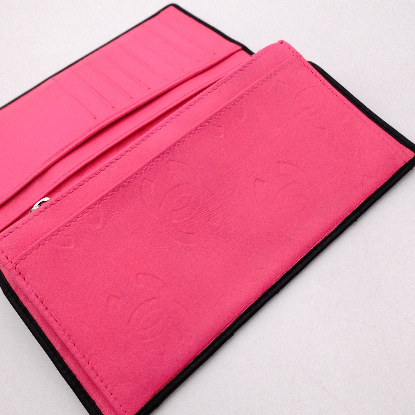 CHANEL Lambskin Cambon Line Long Wallet, Leather, Pink, CC Logo