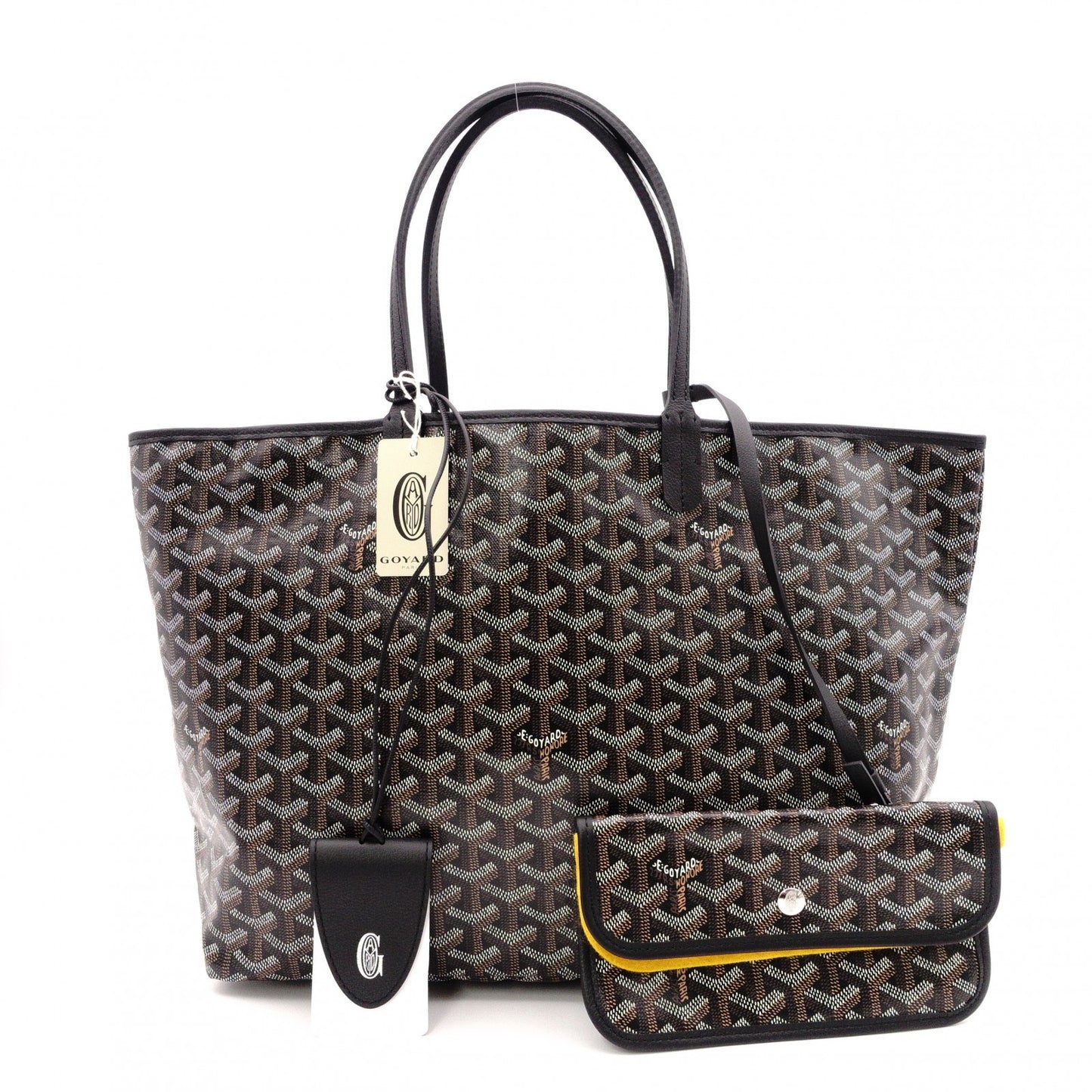 Unused, Tagged GOYARD Saint-Louis PM Tote Bag / PVC / Leather / Black / Includes Pouch / Work Bag / Business Bag