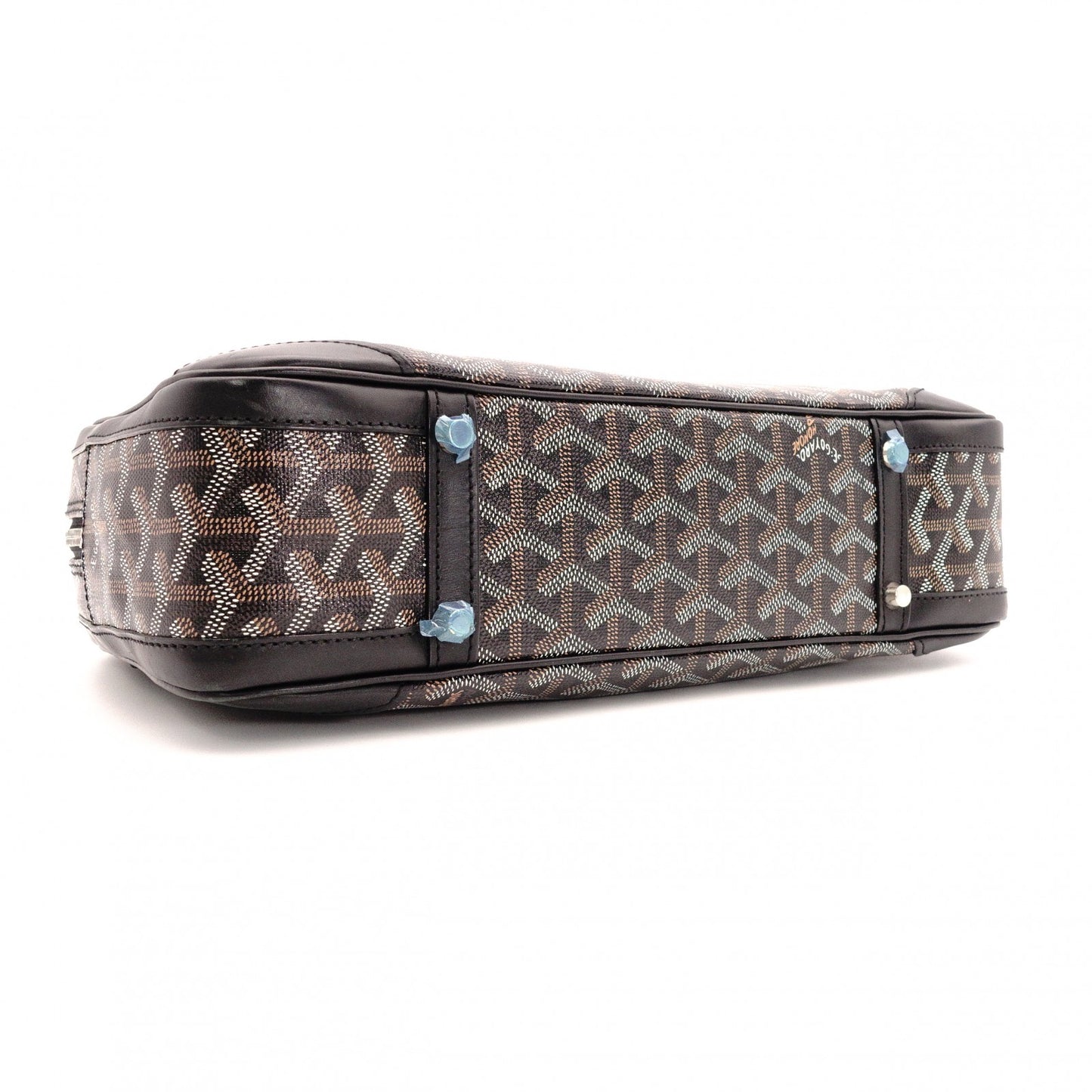 GOYARD Saint Martin Shoulder Bag, PVC and Leather, Black, Brown, and Yellow