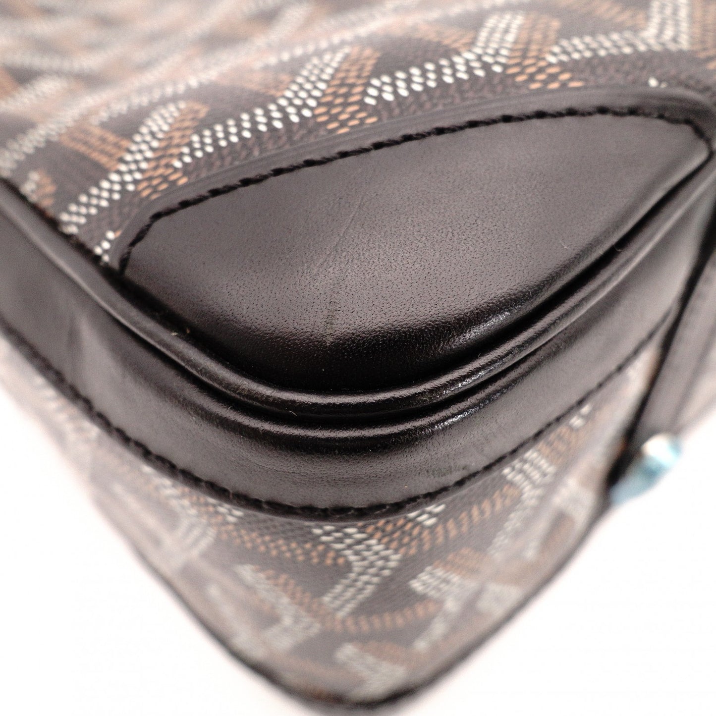 GOYARD Saint Martin Shoulder Bag, PVC and Leather, Black, Brown, and Yellow