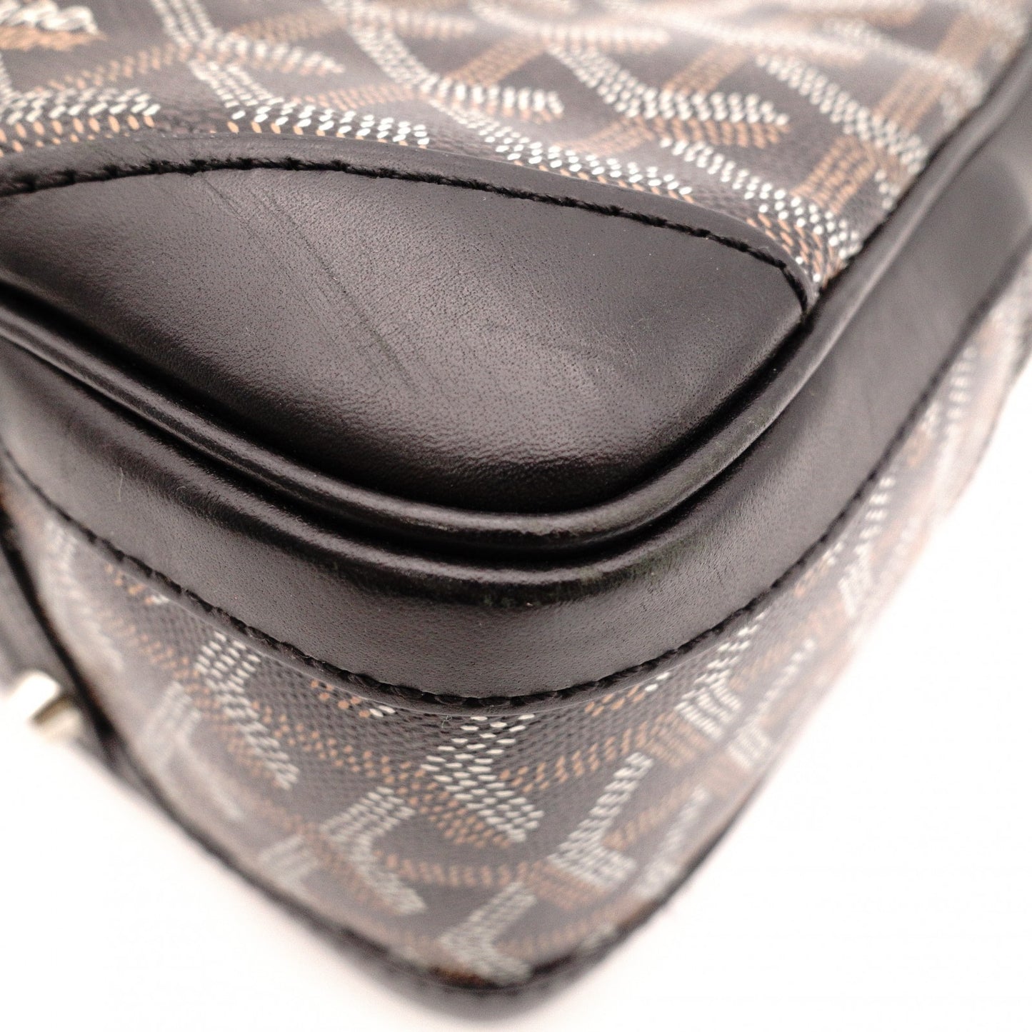GOYARD Saint Martin Shoulder Bag, PVC and Leather, Black, Brown, and Yellow